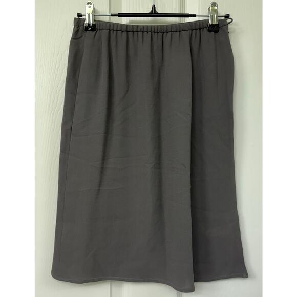 Women's Eileen Fisher Grey Side Slit 100% Silk Skirt Size small $158 retail - Picture 2 of 5